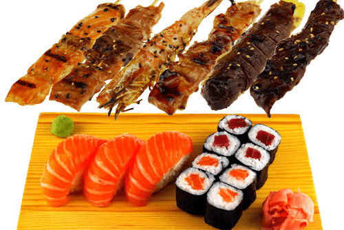 5 Brochettes, 8 Maki et 3 Sushi 